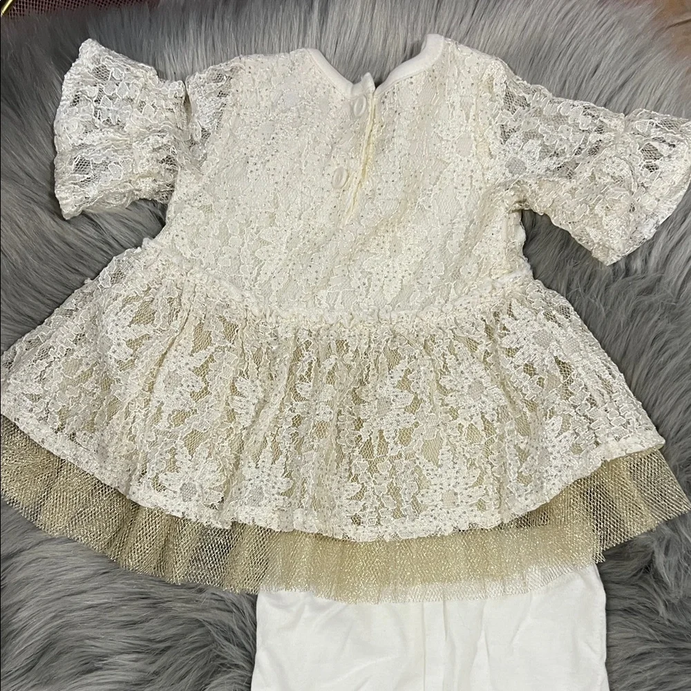 NWOT Little Lass Baby Elegant Lace Dress with Tulle and Leggings 3-6 months - Picture 4 of 4